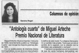 Antología cuarta, de Miguel Arteche, Premio Nacional de Literatura
