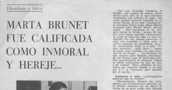 Marta Brunet fue calificada como inmoral y hereje--