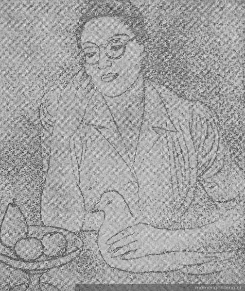 Marta Brunet, dibujo de Manuel Angeles Ortiz