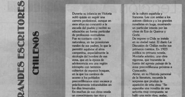Grandes escritores chilenos