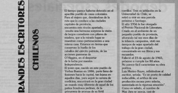 Grandes escritores chilenos : Max Jara (1886-1965)