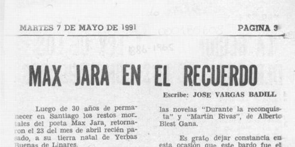 Max Jara en el recuerdo