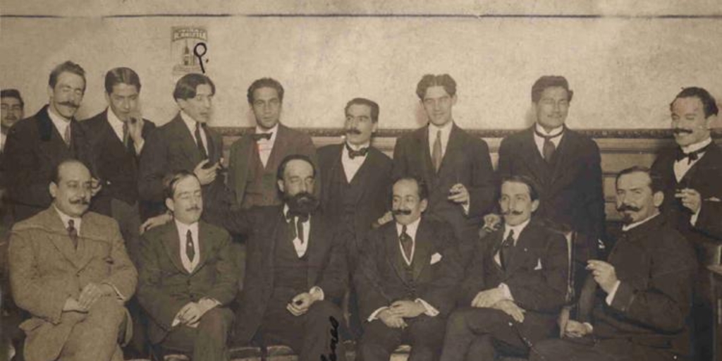 Fernando Santiván junto a destacados creadores nacionales, 1918