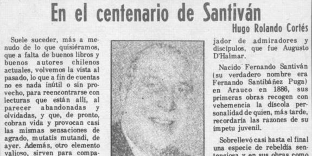 En el centenario de Santiván