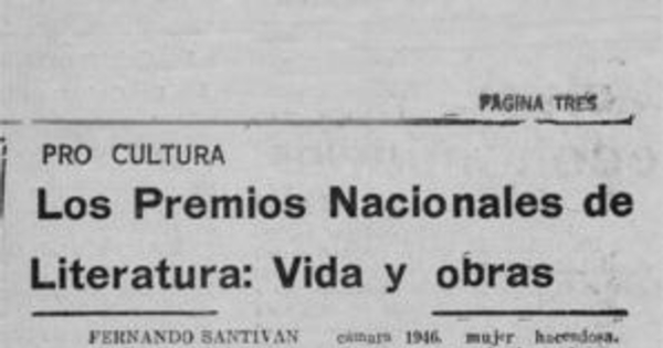 Los Premios Nacionales de Literatura, vida y obras