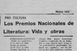 Los Premios Nacionales de Literatura, vida y obras