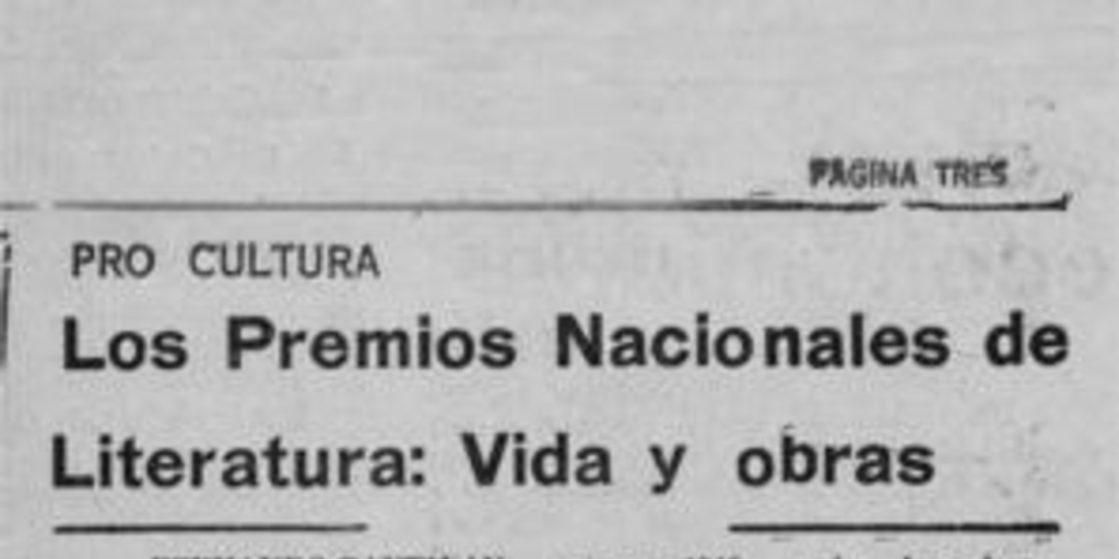 Los Premios Nacionales de Literatura, vida y obras