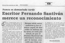 Escritor Fernando Santiván merece un reconocimiento