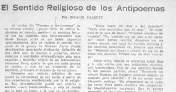 El sentido religioso de los antipoemas