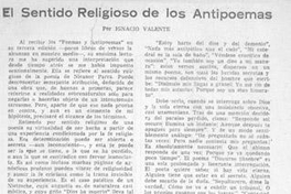 El sentido religioso de los antipoemas