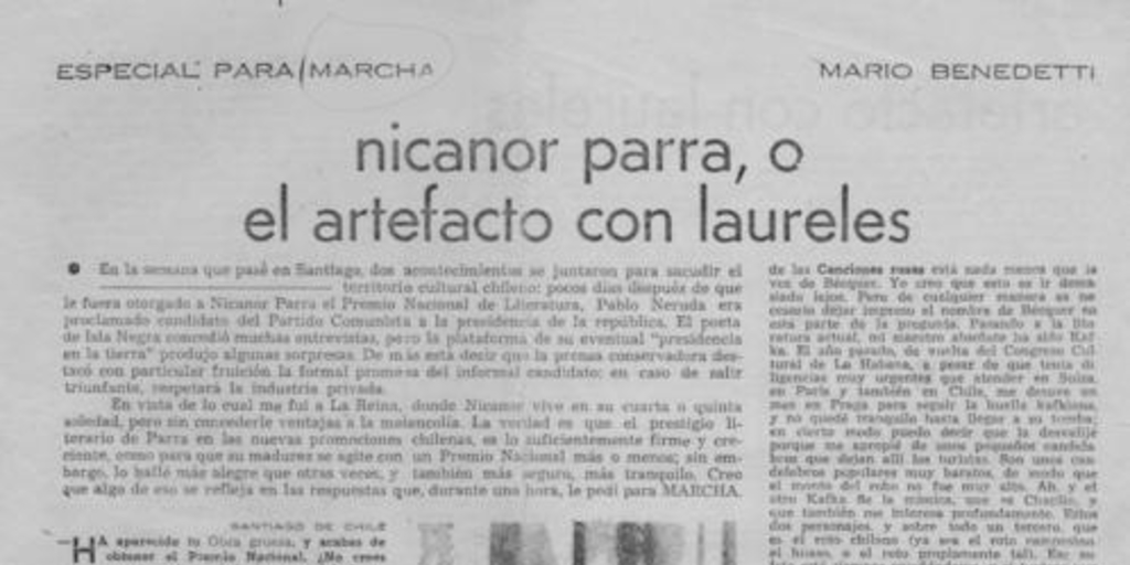Nicanor Parra, o el artefacto con laureles