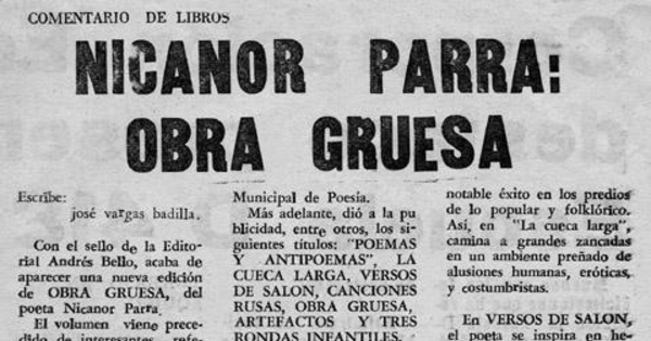 Nicanor Parra : Obra gruesa