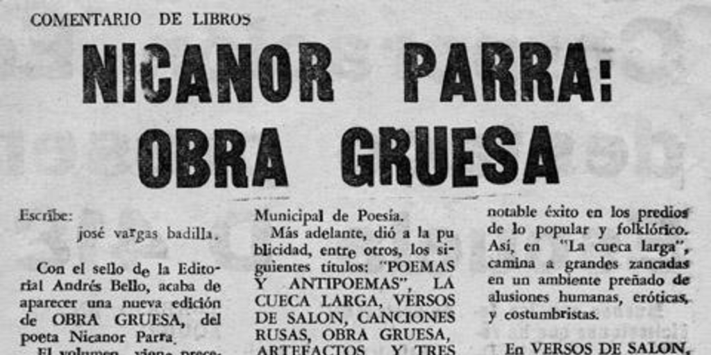 Nicanor Parra : Obra gruesa