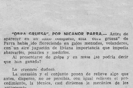 Obra gruesa, por Nicanor Parra