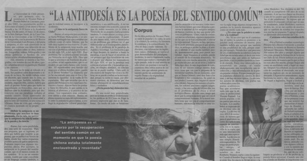 La antipoesía es la poesía del sentido común