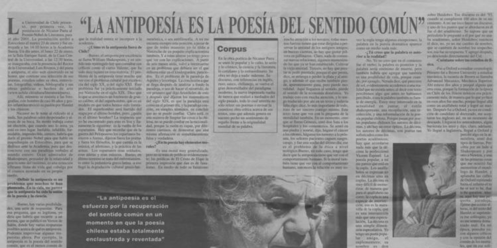 La antipoesía es la poesía del sentido común