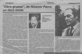 Obra gruesa, de Nicanor Parra : un libro límite