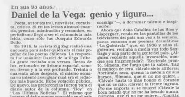 Daniel de la Vega, genio y figura