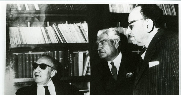 Manuel Rojas junto a Carlos Droguett y Enrique Espinoza