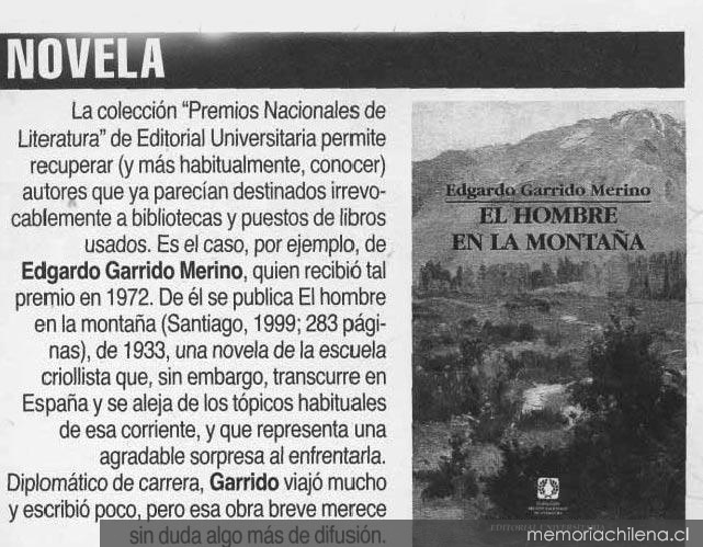 Novela : Edgardo Garrido Merino, El hombre en la montaña