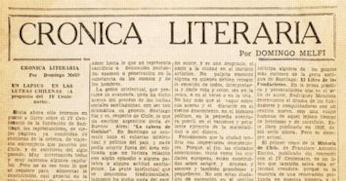 Un lapsus en las letras chilenas (A propósito del IV Centenario)