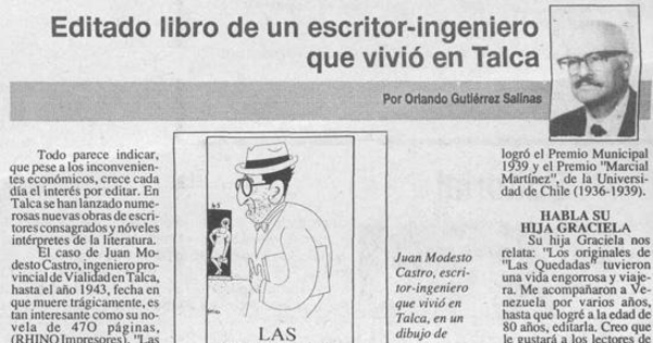 Editado libro de un escritor-ingeniero que vivió en Talca