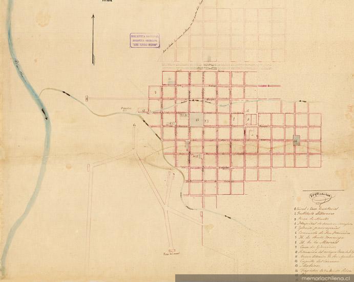 Plano de la Ciudad de Talca, 1844
