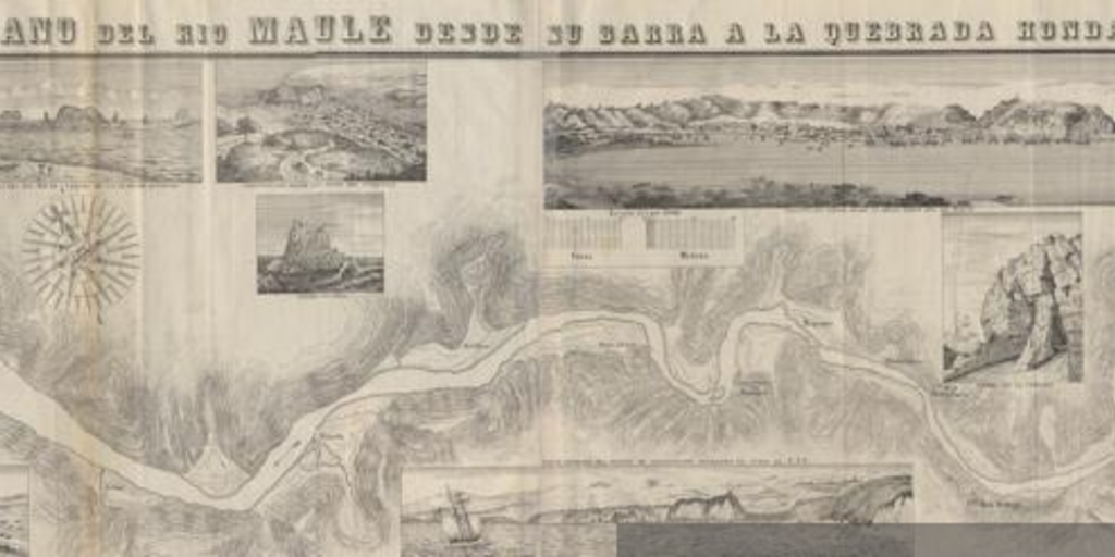 Plano del Río Maule desde su barra a la quebrada Honda, 1855