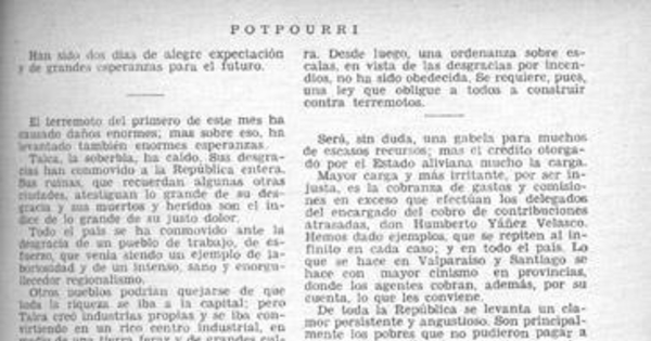 Descripción del terremoto de Talca el 1 de diciembre de 1928