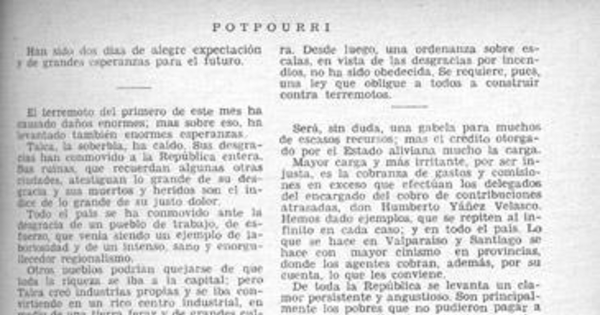 Descripción del terremoto de Talca el 1 de diciembre de 1928