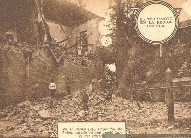 Terremoto de Talca el 1 de diciembre de 1928 : en el regimiento Chorrillos de Talca