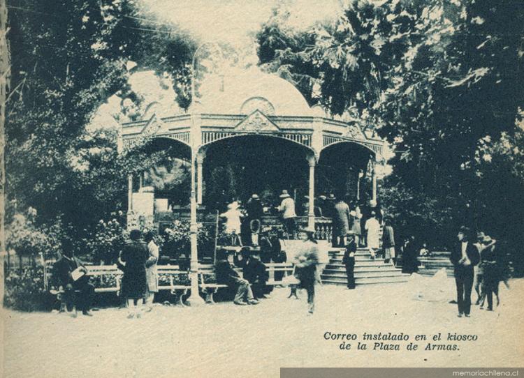 Terremoto de Talca el 1 de diciembre de 1928 : correo instalado en la Plaza de Armas