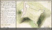 Plano que demuestra el reducto que segun R' aprovacion de 6 de marzo de 1767 debe erigirse en la cumbre del cerro Chorocamayo