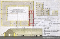 Plano perfil y elevacion de un cuartel proyectado en la plaza de Valdivia capaz de 700 hombres unido al que actualmente hay...