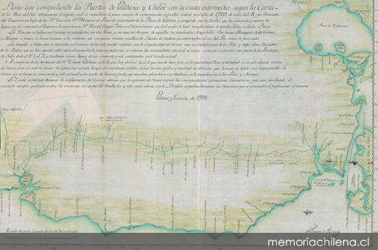 Plano que comprehende los puertos de Valdivia y Chiloe con la costa intermedia segun la carta de la mar del sur...