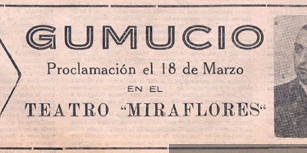 Gumucio : proclamación el 18 de marzo en el Teatro Miraflores