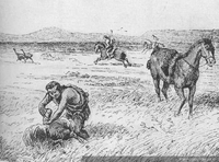 Indios boleando avestruces, hacia 1830