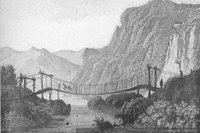 Puente colgante sobre un río de Chile