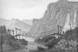 Puente colgante sobre un río de Chile