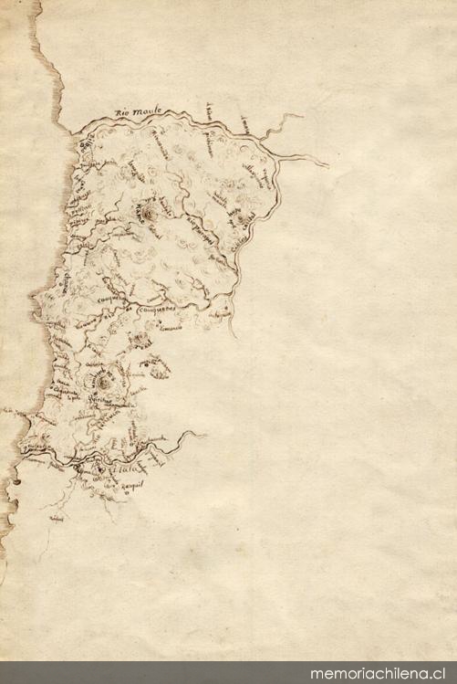 Croquis de la zona comprendida entre los ríos Maule e Itata, hacia 1840