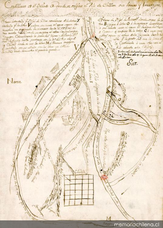 Cordilleras de el oriente de donde se origina el río de Chillán, sus lomas y barrancas