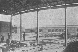 Ferrocarril de Arica a La Paz : Interior taller. Maestranza de Chinchorro