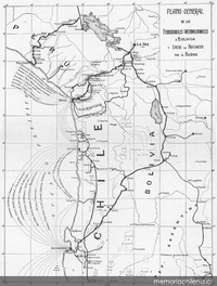 Plano general de los ferrocarroles internacionales a Bolivia y líneas de navegación por el Pacífico