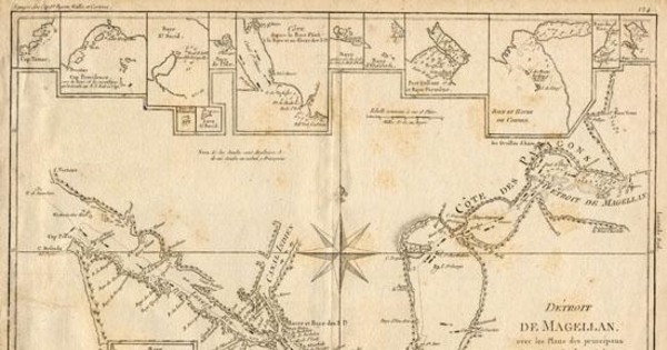 Detroit de Magellan avec les plans des principaux ports, Baves & ce Detroit, siglo XIX