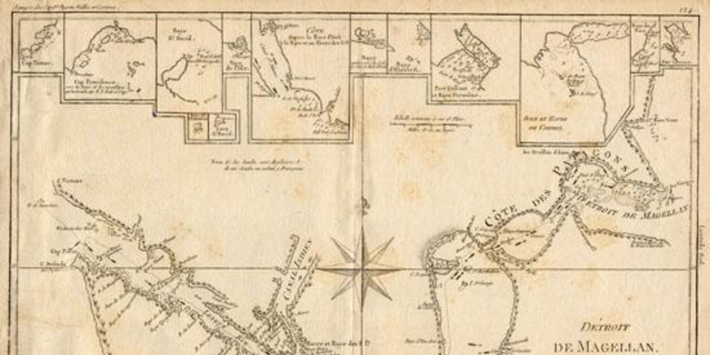 Detroit de Magellan avec les plans des principaux ports, Baves & ce Detroit, siglo XIX