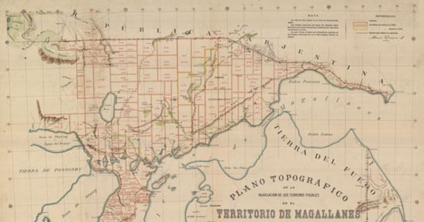 Plano topográfico de la hijuelación de los terrenos fiscales en el territorio de Magallanes, 1902