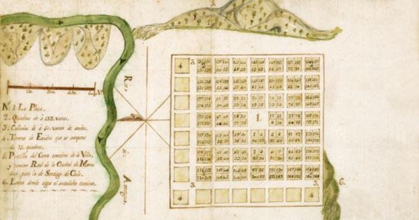 Plano de la Villa de Santa Rosa de los Andes, eregida en el Partido de Aconcagua en el año de 1792