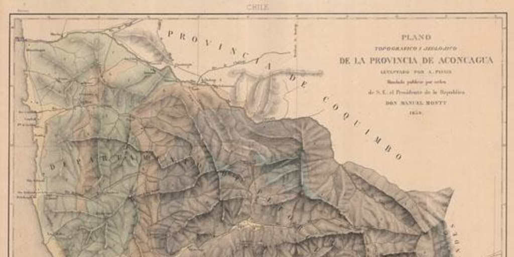 Plano topográfico y jeológico de la Provincia de Aconcagua, 1859