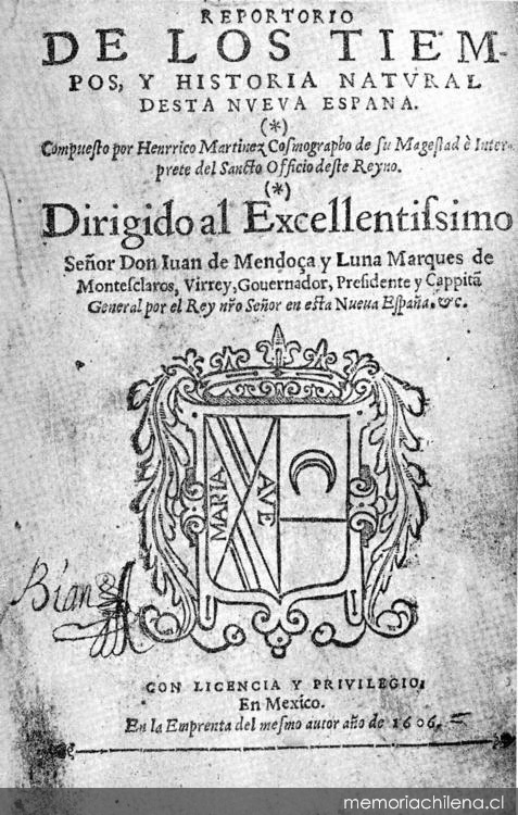 Reportorio de los tiempos y historia natural desta Nueva España, 1606