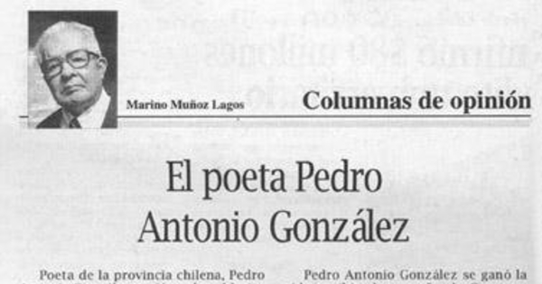 El poeta Pedro Antonio González : columnas de opinión